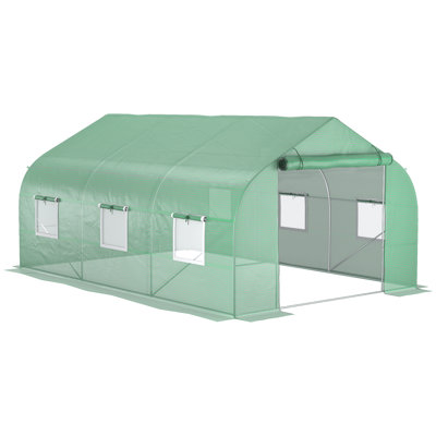 11.5' X 10' X 6.5' Outdoor Portable Walk-In Tunnel Greenhouse With Windows-Deep Green