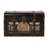 Large Decorative Storage Trunk with Vintage Decoupage Leather and Metal Accents Green and