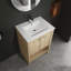 Lavabo de salle de bain autoportant en céramique 24 po 24 po, 2 portes à fermeture douce, contreplaqué