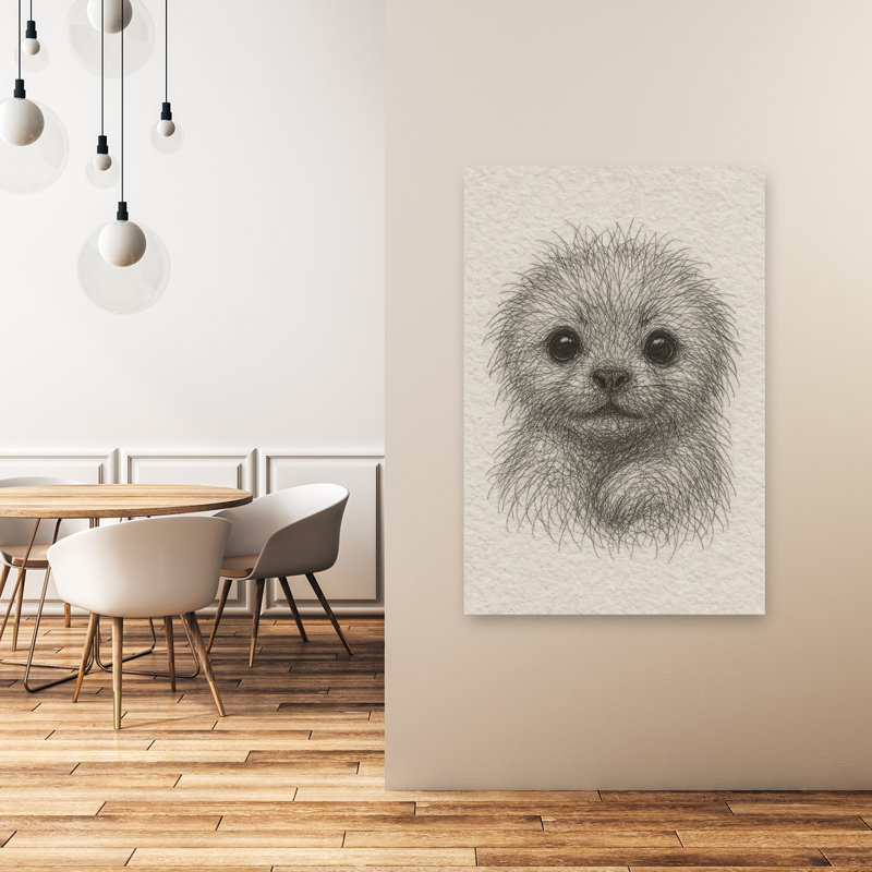 Fluffy Puppy Portrait Contemporary Dog Wall Art Print 1 Piece Wrapped Canvas Wall Art, 121.92cm H x 81.28cm W