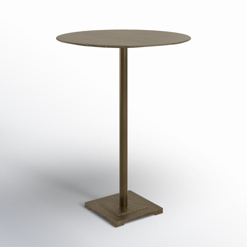 Fannin Round Dining Table, 41.5" H x 32" L x 32" W, Acid Etched Aged Brass