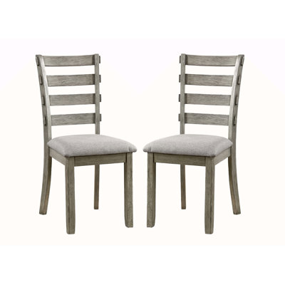 Ensemble de chaises de salle à manger de couleur grise avec siège rembourré 2 pièces et finition échelle brossée