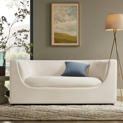 Dunkley 67" Curved Back Performance Velvet Loveseat In Alabaster