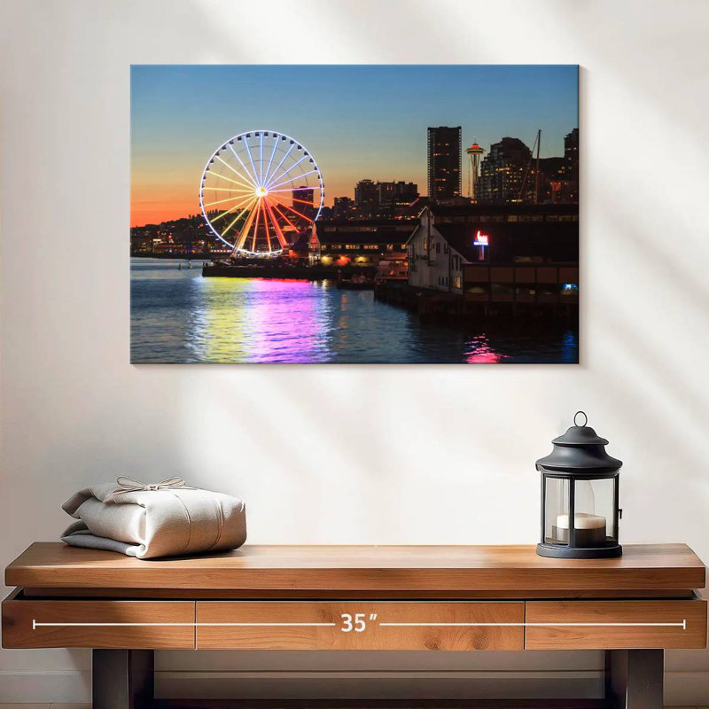 Seattle Waterfront Sunset, 16" H x 24" W
