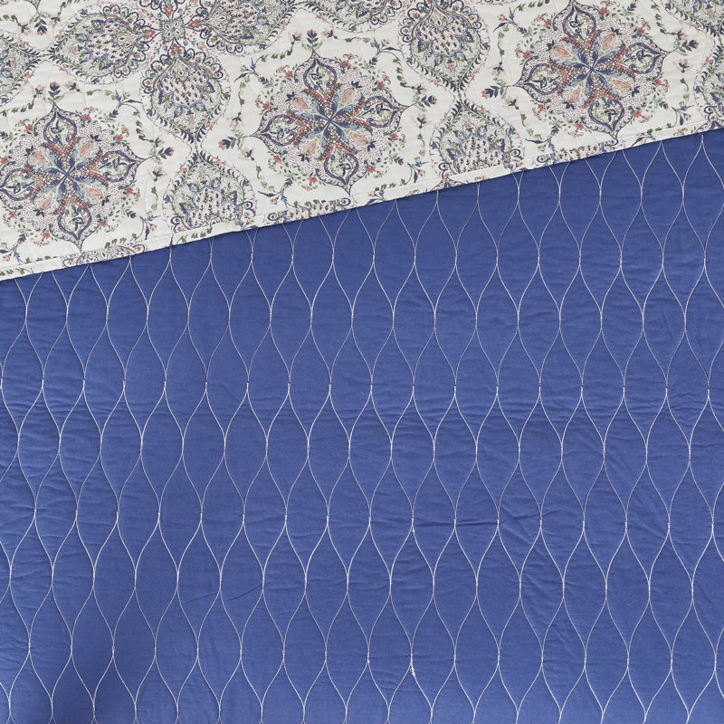Modern Threads Soren 3-Piece Multicolor Medallion Quilt Set, Soft Lightweight Cotton Bedspread with Reversible Design and 2 Pillow Shams