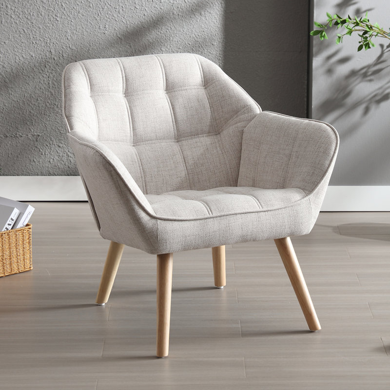 Booneville Modern Upholstered Armchair Accent Chair Solid Wood Frame for Living Room, Beige