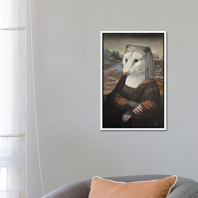 Mona Possum by Melinda Copper - Painting on Canvas, White Framed, 66.04cm H x 45.72cm W x 3.81cm D