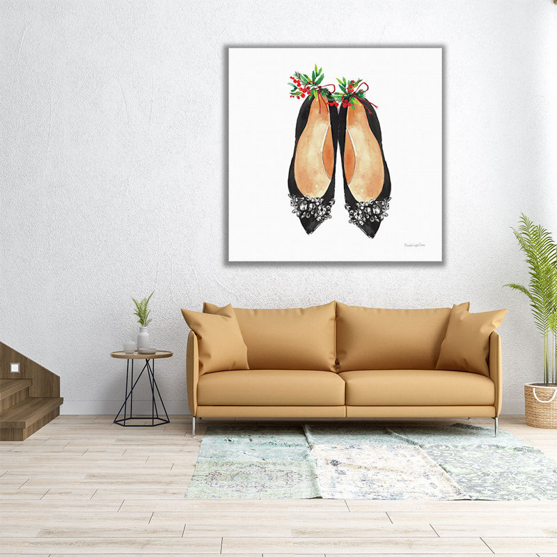 Chaussures de Noël I - reproduction d'art sur toile, H 16 po x l 16 po