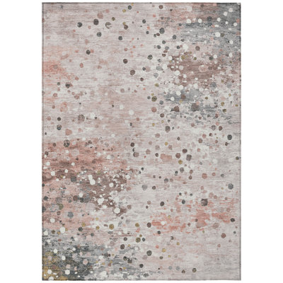 Machine Washable Indoor/Outdoor Xhevrie Salmon Rug