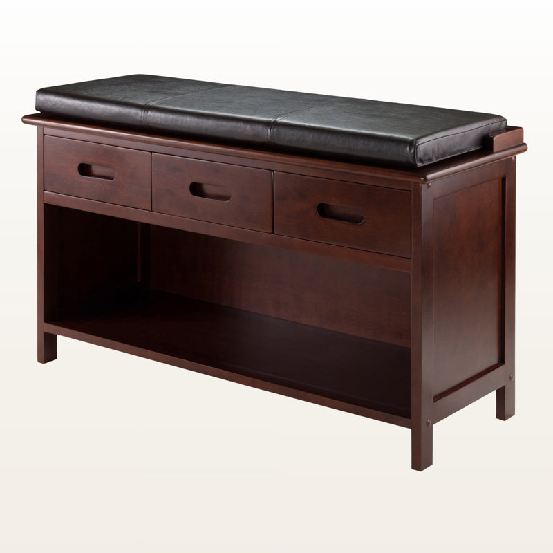 Banc de rangement à coussins de siège brun à 2 tiroirs Signe, H 21,65 po x l 37,97 po x P 14,36 po Signe