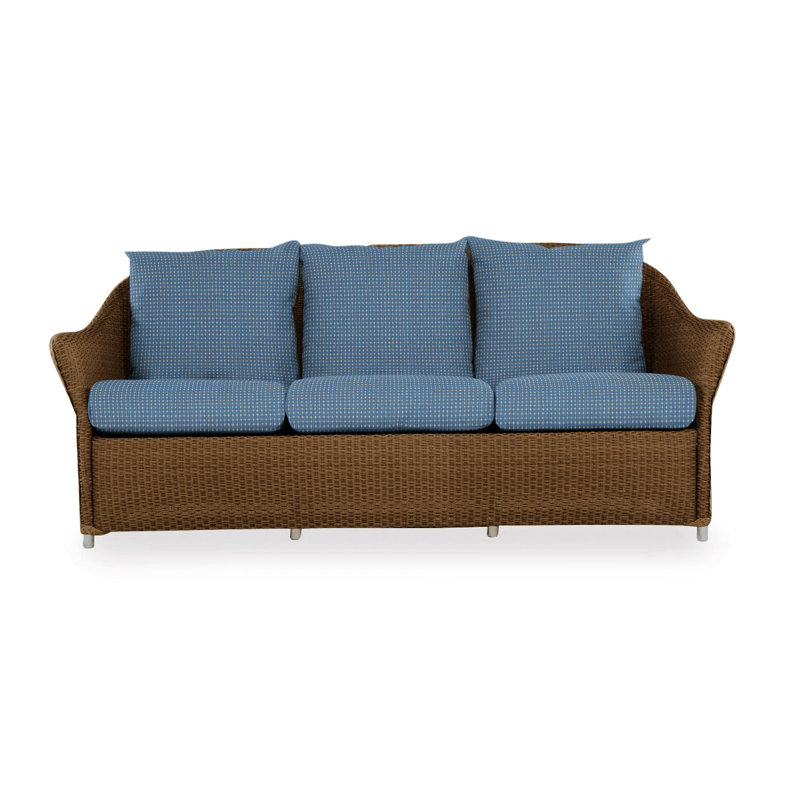 Weekend Retreat Outdoor 3 - Seat Patio Sofa, White, Bamboo Bay Sky