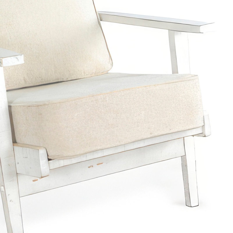 Méridienne décorative, siège beige, en bois massif patiné, Blanc