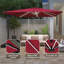 Parasol carré en porte-à-faux 11 pi avec lumière DEL rouge (sans base de parasol)-948112505