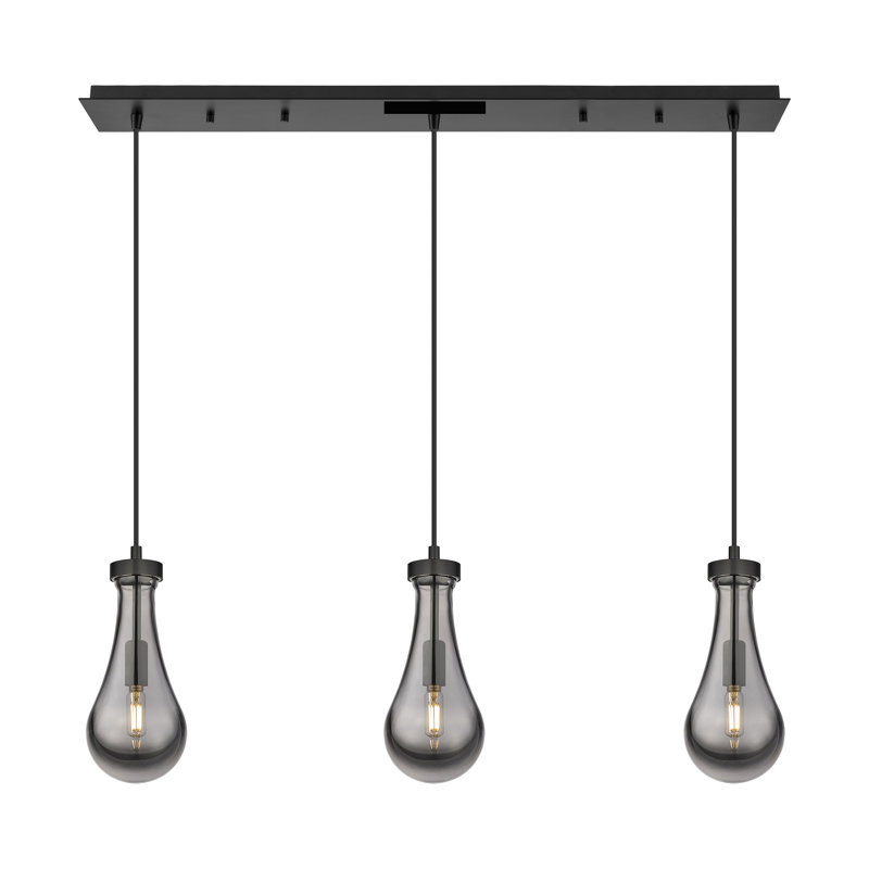 Luminaire suspendu en grappe à 3 lumières Scholten, Gris fumée clair, Noir mat
