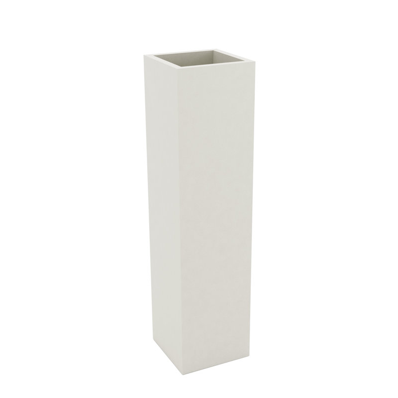 Cube - Square Resin Tower Pot Planter - LED RGBW/Cable - Ice, 31.5" H x 7.75" W x 7.75" D