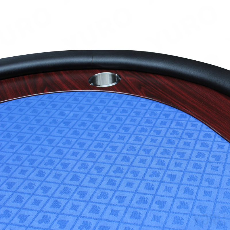 Table de poker pliable 96 po avec porte-gobelets en feutre en bois inoxydable, Bleu