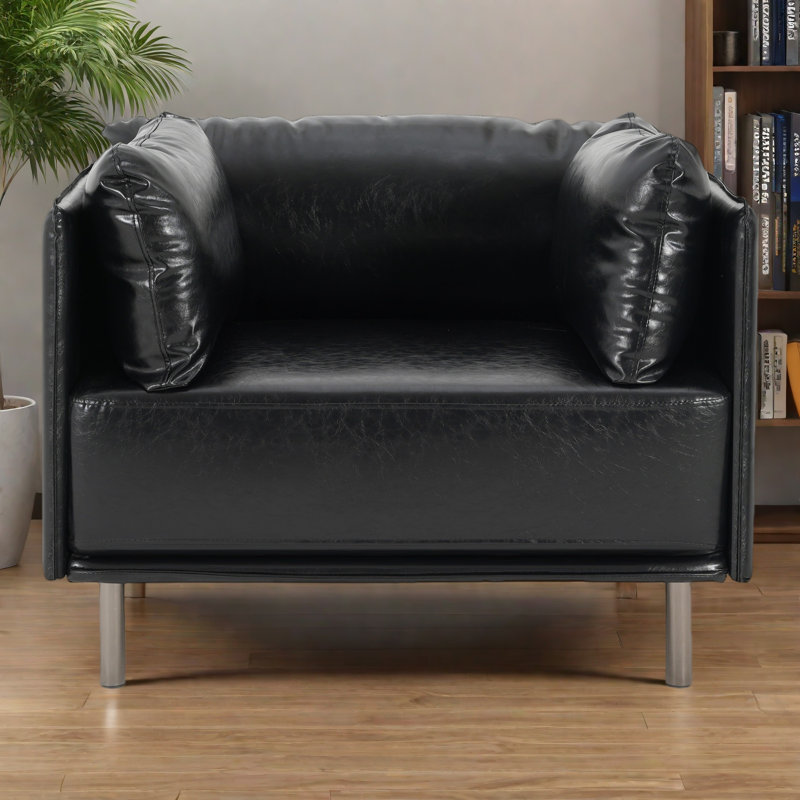Méridienne de 39 po d'époque avec revêtement en polyester, structure en bois massif et pieds en acier, sièges d'appoint confortables pour le salon, la chambre à coucher ou le bureau