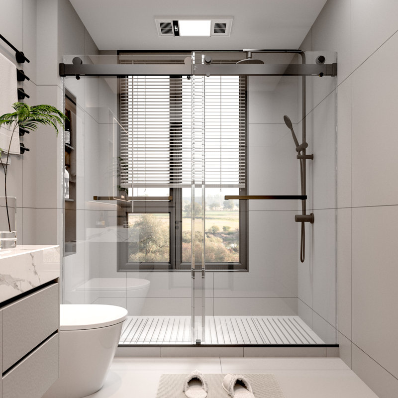 68-72 Inches *76 Inches Frameless Double Sliding Soft-Close Shower Door, 3/8 Inches (10Mm) Thick SGCC Tempered Glass Door, Matte Black