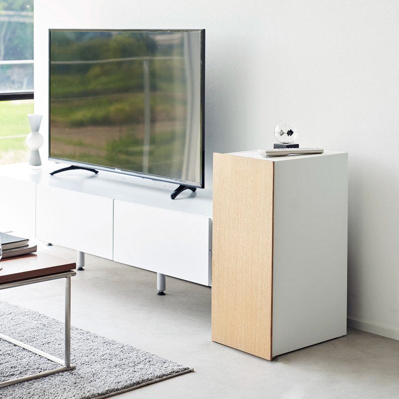 Yamazaki Home Video Game Storage Cabinet, Steel, White/Natural