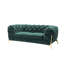  74" Emerald And Gold Velvet Loveseat