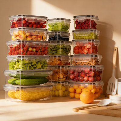 Ensemble 44 pièces de contenants alimentaires hermétiques avec couvercles, organisateurs de cuisine et de garde-manger en plastique sans BPA, anti-fuites, vont au micro-ondes / lave-vaisselle / congélateur, avec étiquettes et marqueur