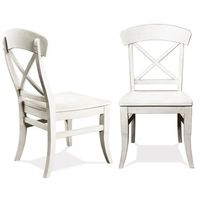 Dining Chairs, 2. Smoky White Finish. Saddle-Shaped Seat. Hardwood. 22"W X 23.82"D 40"H Side Chairs Of 2, Seats, Hardwood Construction. 40"H. Easy Assembly