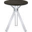 Table de bar ronde de style bistro, hauteur pub, 89 cm (35 pouces), en chêne foncé, avec pied central et pieds en métal au design contemporain. 2 places assises.