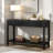 Modern Console Table With Striped Design, 2 Drawers And 2-tier Design-1846456589