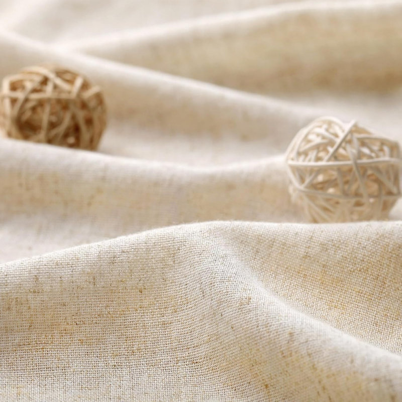 Beige Linen Shower Curtain, 180 x 180 cm Farmhouse Boho Neutral Bathroom Decor Bath Curtain with 12 Hooks
