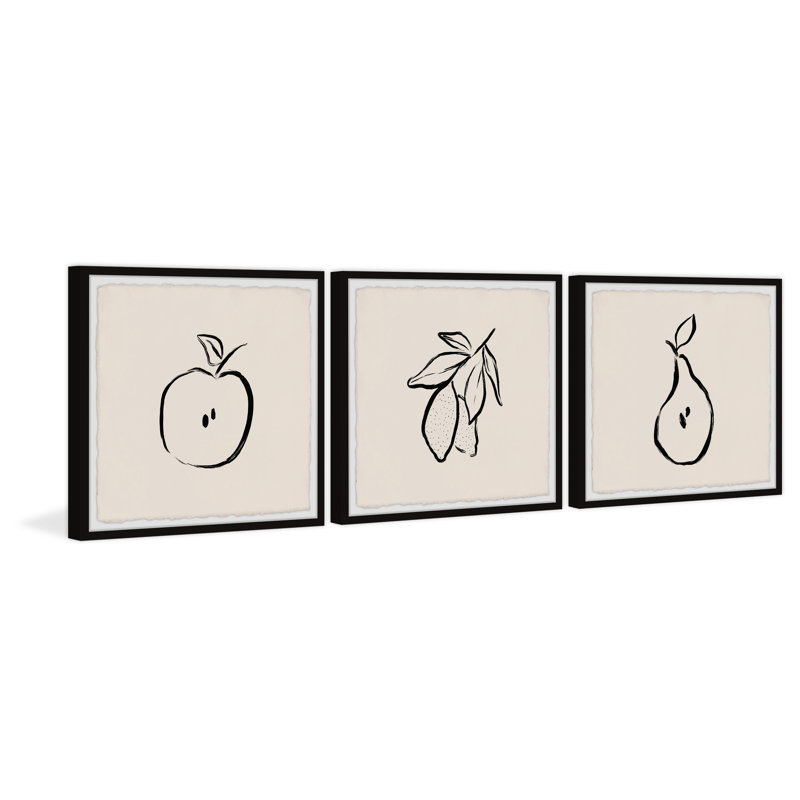 Tefft Nature's Goodies by Marmont Hill - 3 Piece Single Picture Frame Painting Set, 61cm H x 61cm W x 3.81cm D