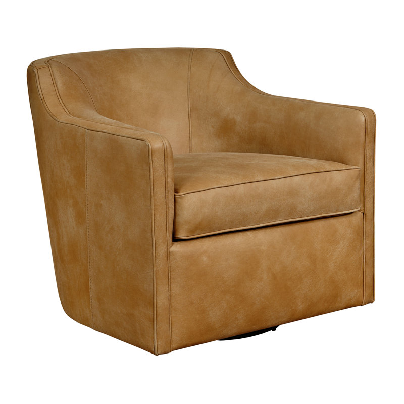 Fauteuil pivotant en cuir Marietta, Cuir véritable lever de soleil aztèque Stallone
