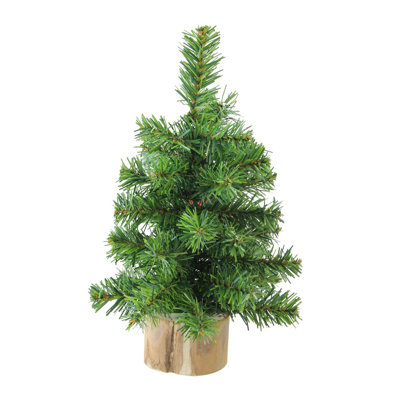 Arbre de Noël artificiel moyen 10 po avec base en bois Alpine - non éclairé