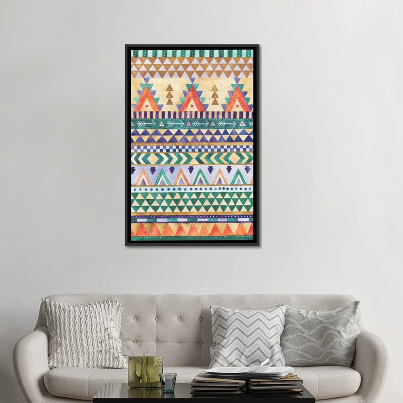 «Aztec», reproduction d'art sur toile, Toile avec cadre noir, H 48 po x l 32 po x P 1,5 po, Pas de tapis