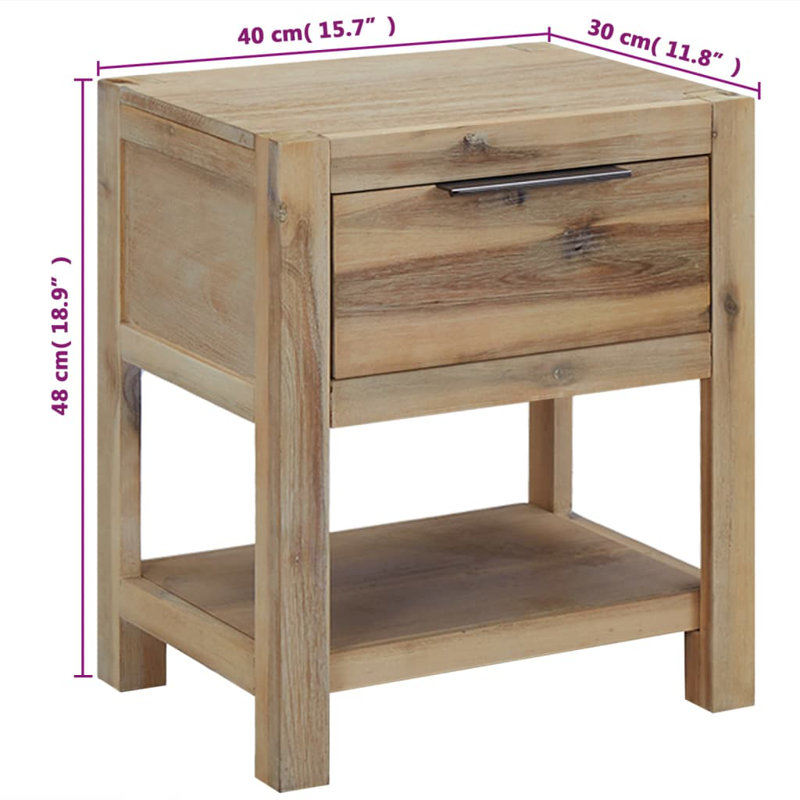 Caroline 40cm W Solid Wood Bedside Table, Set of 2