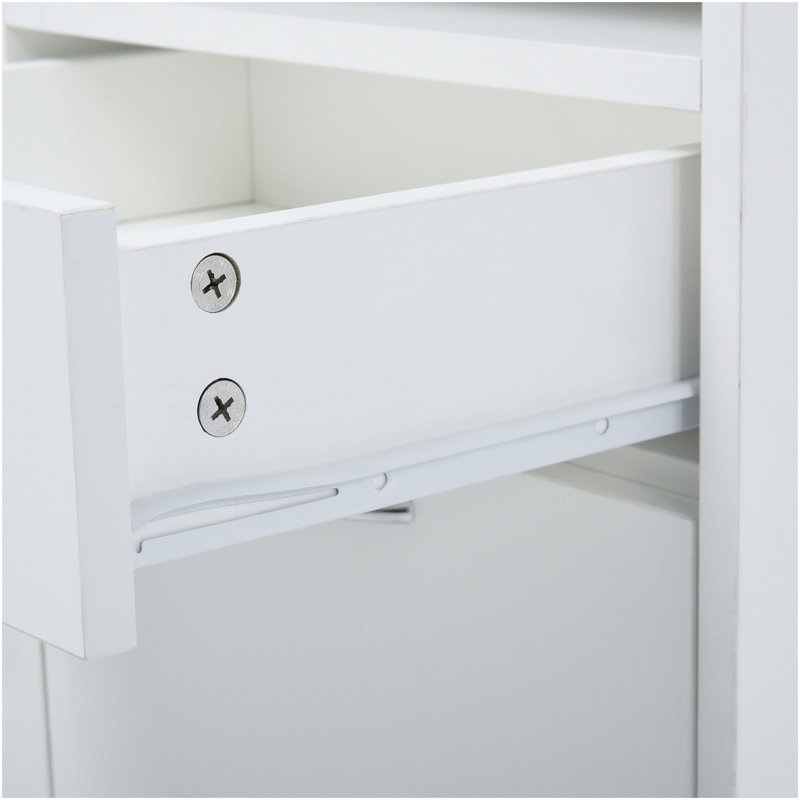 Mobile Storage Cabinet Organizer With Drawer And Cabinet, Printer Stand With Castors, White