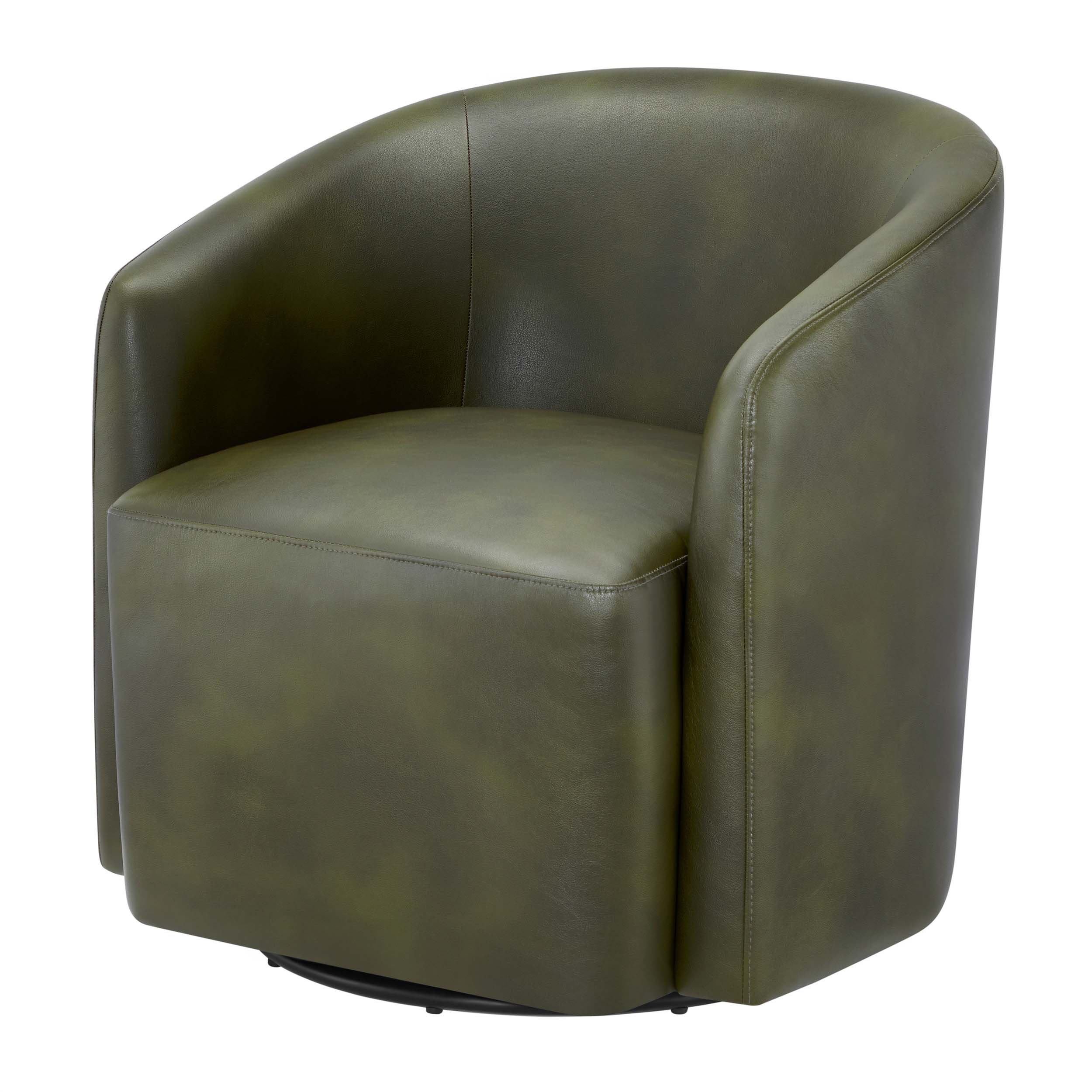 Latitude Run® Ardena Fern Faux Leather Swivel Barrel Chair with Pocket ...