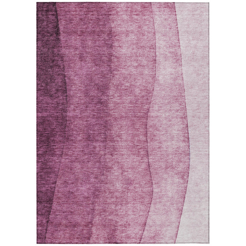 3' X 5' Merlot Blush And Pink Ombre Washable Indoor Outdoor Area Rug
