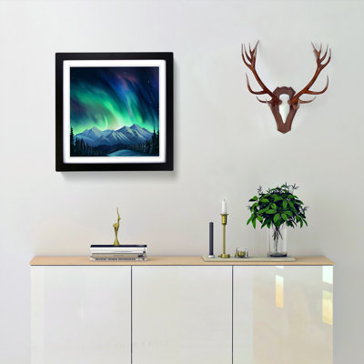 Northern Lights Digital Art No.1 - Single Picture Frame Print on Wood