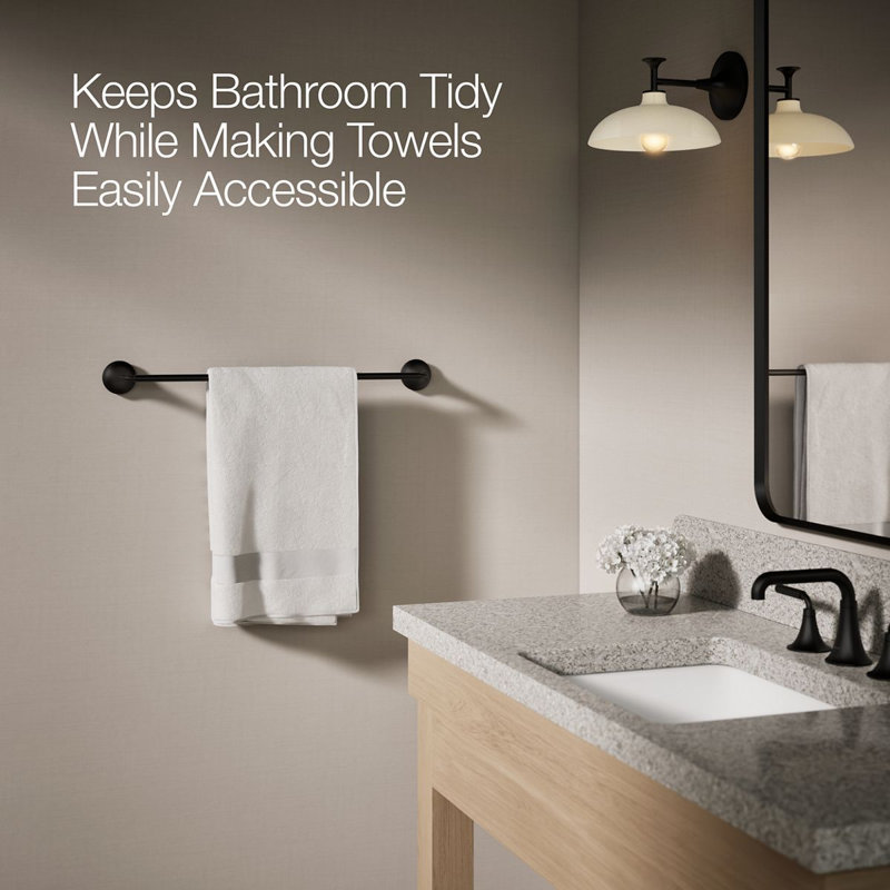 Tone Towel Bar, Matte Black, 24"W