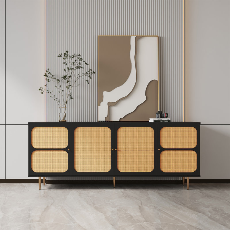 Rattan tv stand,media console,tv console with Adjustable Shelves