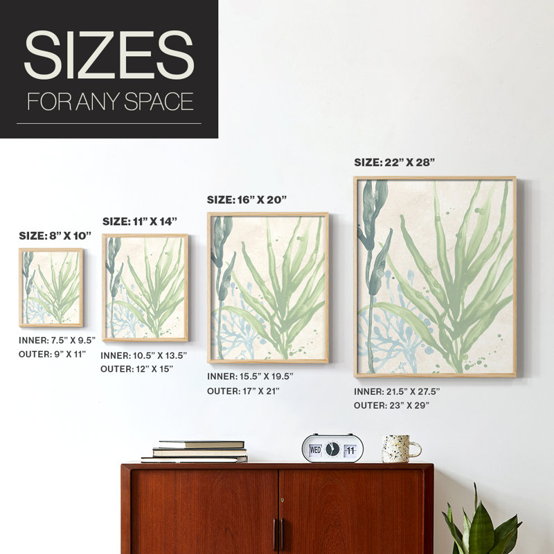 «Swaying Seagrass I-Premium», reproduction encadrée prête à accrocher - aucun clou requis - aucun clou requis, Bois naturel