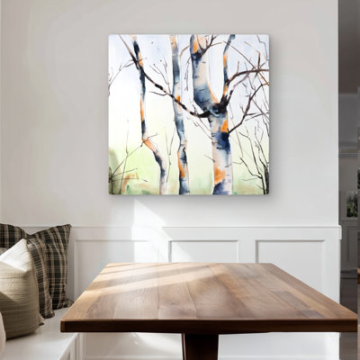 Three Small Birch Trees - Metal Print for Home Decor