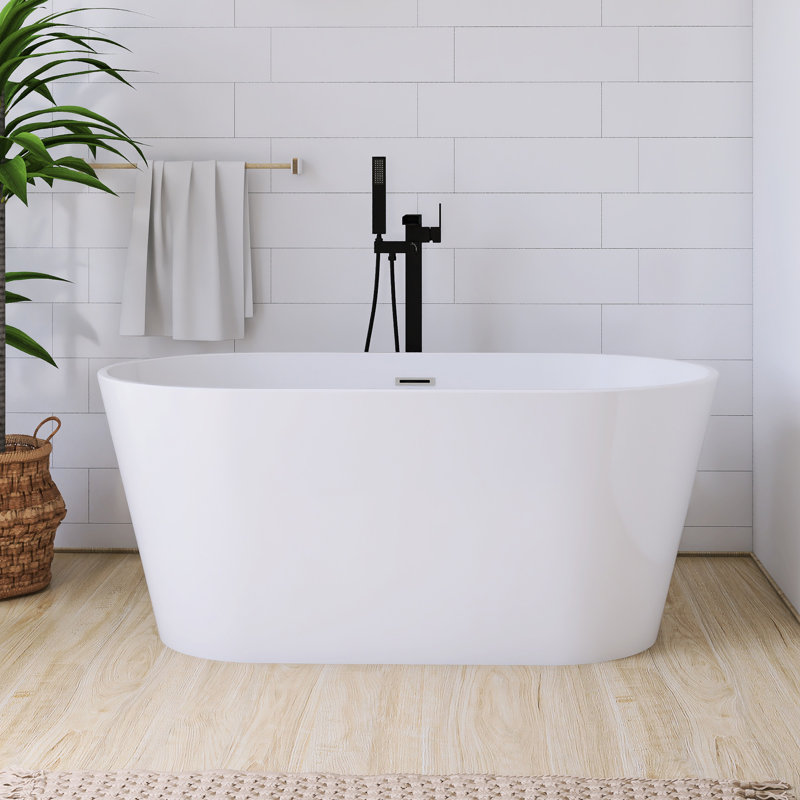 55'' Acrylic Freestanding Soaking Bathtub In Glossy White