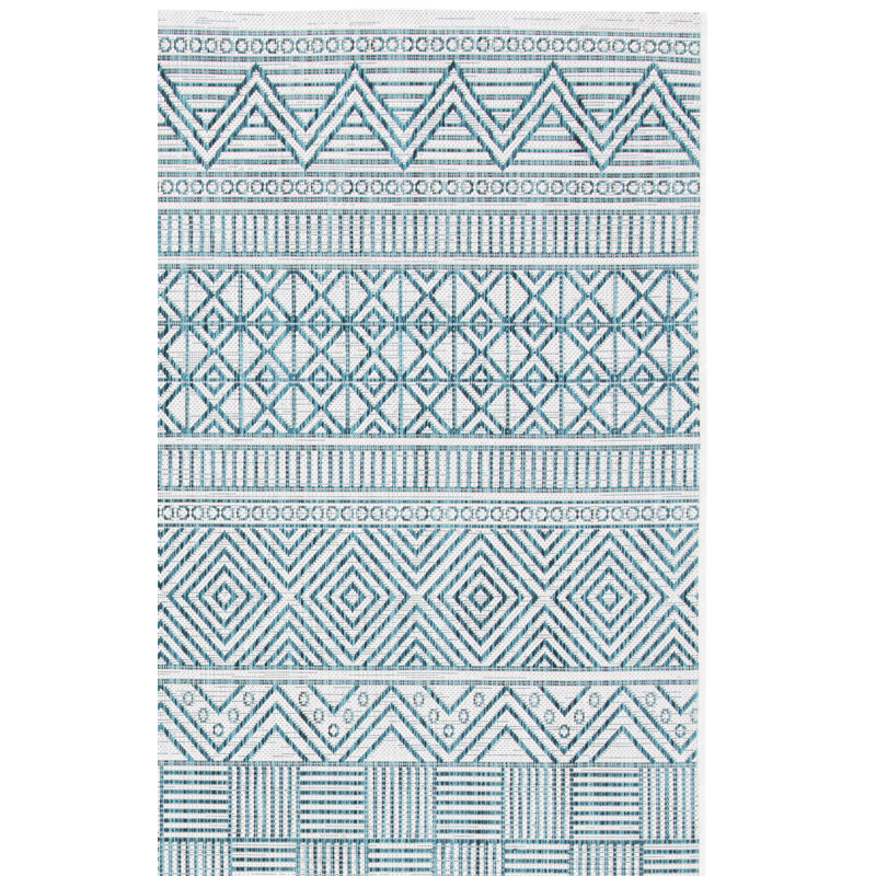Melillo Southwestern Turquoise Indoor/Outdoor Area Rug, Rectangle 5'3" x 7'7"