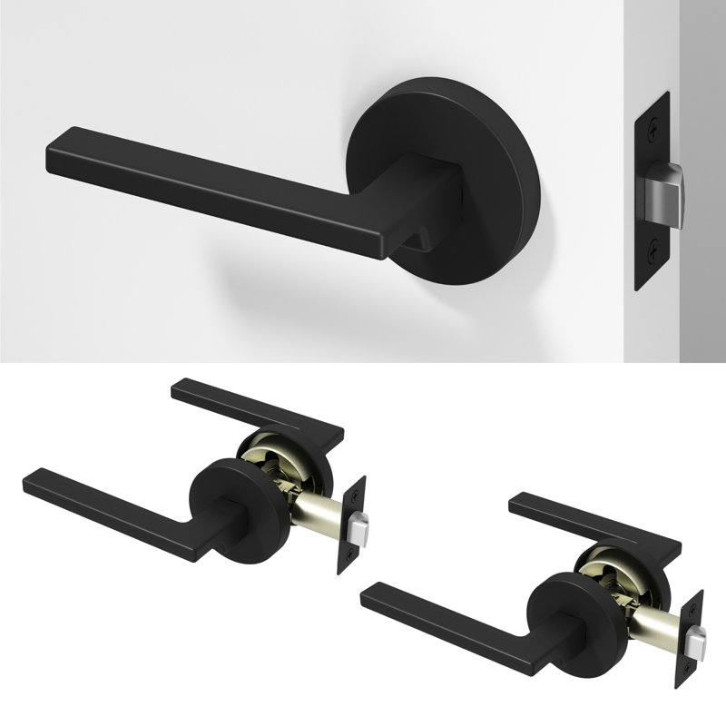  Dune Passage Door Lever Modern Concealed Design For (Hall & Closet) – Sleek Minimalist Style in Matte Black, Matte Black