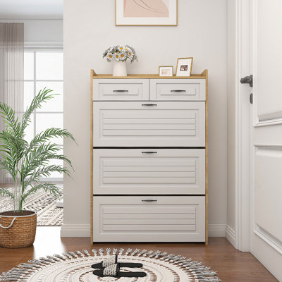 Shoe Cabinet  With 3 Doors 2 Drawers,Large Space For Storage