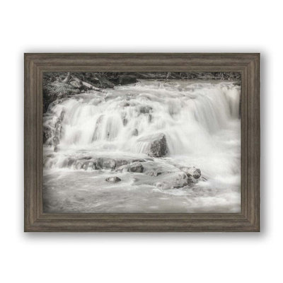 Old Mill Falls, Black and White by Hal Halli. Paper Print - Mounted & Framed