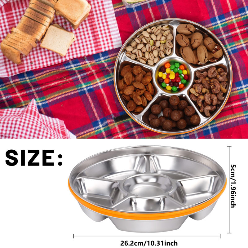 Veggie Tray with Lid and Dip - 2 Pack Divided Serving Tray with Lid
