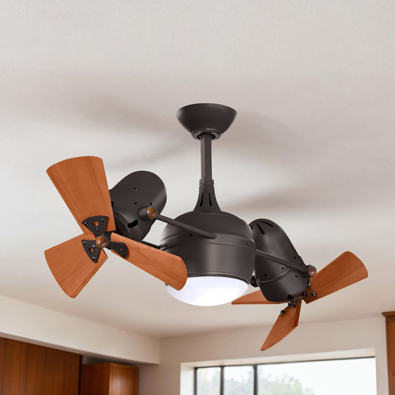 41" Dagny 6-Blade Dual Ceiling Fan with Wall Remote, Textured Bronze , Mahogany Tone