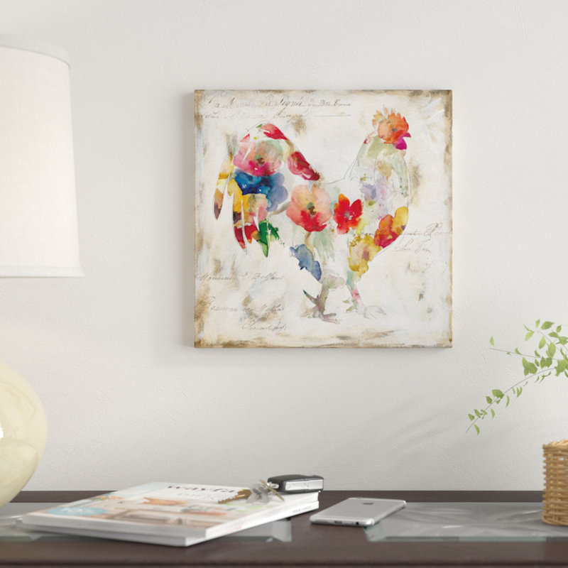 Reproduction d’art sur toile coq, H 18 po x l 18 po x P 1,5 po, Toile tendue, Pas de tapis